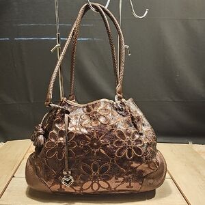 Brighton floral Embossed Brown Handbag